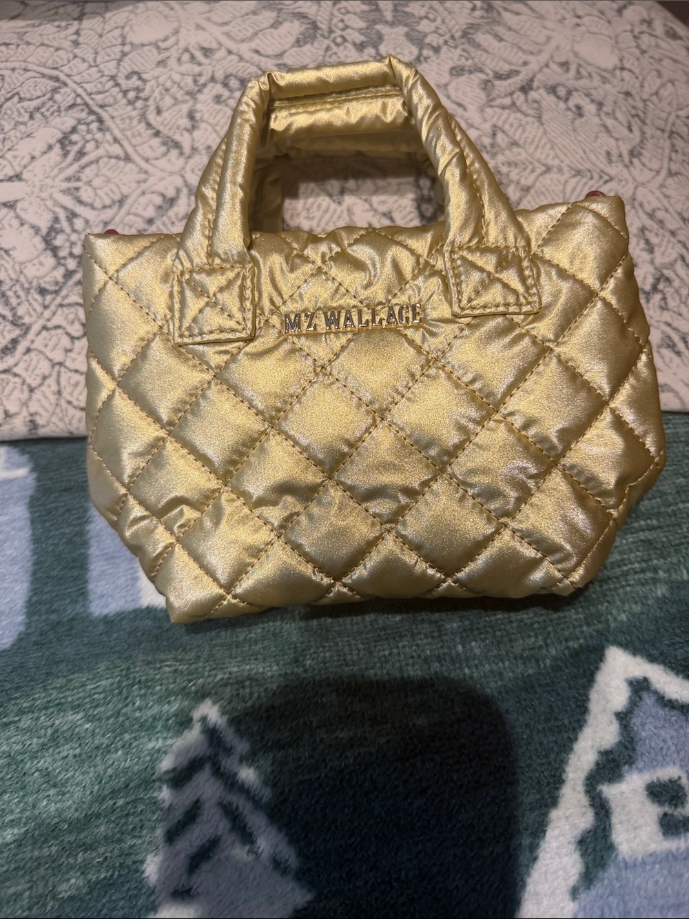 MZ Wallace Quilted Metallic Gold Mini Tote